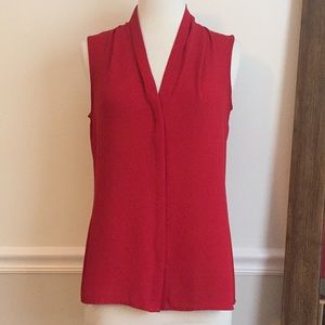 Red, Sleeveless, chiffon button up top
